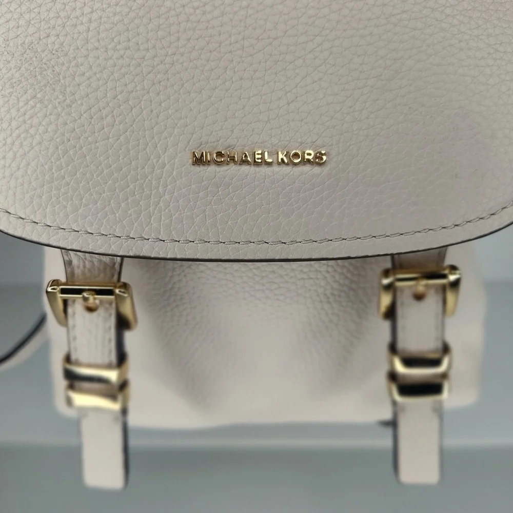 Michael Kors Quinn Leather Flap Backpack - Light Cream/Ivory - NWT